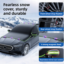 Black-Orange Magnetic Car Windshield Protector with 6 Magnets & 4 Secure Straps and Reflective Safety Strips - Durable Frost & Ice Cover for All-Weather Protection (Sun, Rain, Snow, Dust)