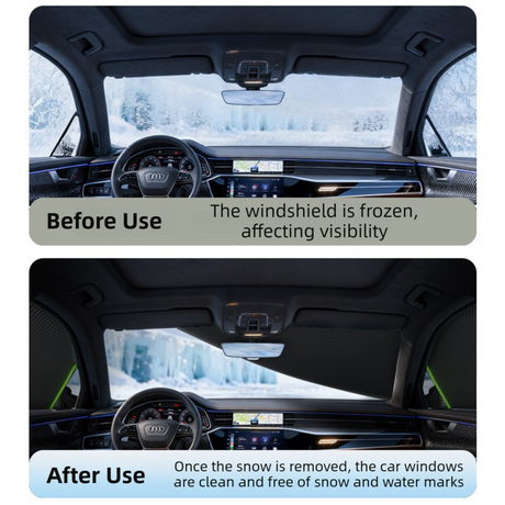 Black-Orange Magnetic Car Windshield Protector with 6 Magnets & 4 Secure Straps and Reflective Safety Strips - Durable Frost & Ice Cover for All-Weather Protection (Sun, Rain, Snow, Dust)