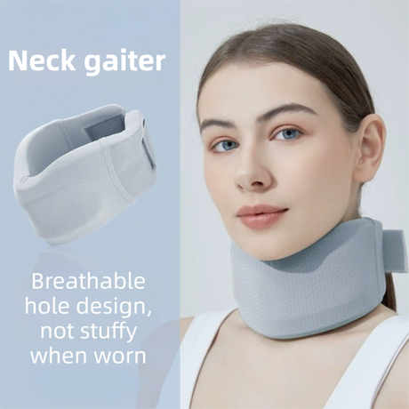 Black Adjustable Cooling Jelly Core Neck Brace with Washable Cover - 3D Hollow Cervical Collar for Posture & Forward Head Correction (L Size)