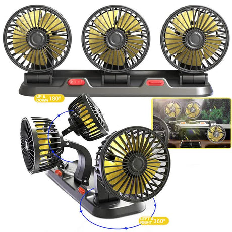 3-in-1 Powerful Car Single Head Fan (12V Lighter Power) - Quiet Cooling Fan Integrated Aromatherapy & Number Plate, with 360° Rotation & 130cm Long Cord