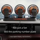 3-in-1 Powerful Car Dual Head Fan (USB Power) - Quiet Cooling Fan Integrated Aromatherapy & Number Plate, with 360° Rotation & 130cm Long Cord