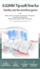 Black Smart Sonic Electric Toothbrush Kit with 4 Heads & Travel Case - 6 X Cleaning Modes and High-Frequency Vibration with Soft Protective Bristles