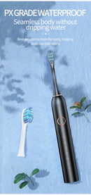 White Smart Sonic Electric Toothbrush Kit with 4 Heads & Travel Case - 6 X Cleaning Modes and High-Frequency Vibration with Soft Protective Bristles