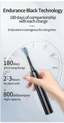 White Smart Sonic Electric Toothbrush Kit with 4 Heads & Travel Case - 6 X Cleaning Modes and High-Frequency Vibration with Soft Protective Bristles