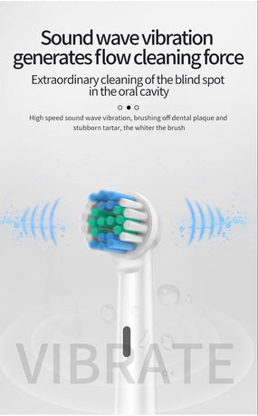 Black Rotating Round Head Electric Toothbrush Kit with 8 Heads, Case & Stand - 3D Oscillating Mechanical Cleaning for Deep Plaque Removal