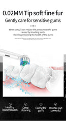 Black Rotating Round Head Electric Toothbrush Kit with 8 Heads, Case & Stand - 3D Oscillating Mechanical Cleaning for Deep Plaque Removal