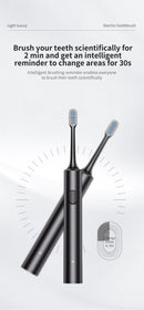Black Sonic Electric Toothbrush Kit with 5 Cleaning Modes, 8 Heads & Travel Case - Smart Timer & Quad-Pacer, Soft Double-Arc Bristles and 120-Day Long Battery Life