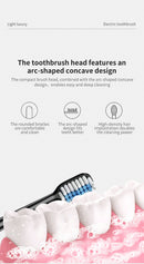 Black Sonic Electric Toothbrush Kit with 5 Cleaning Modes, 8 Heads & Travel Case - Smart Timer & Quad-Pacer, Soft Double-Arc Bristles and 120-Day Long Battery Life