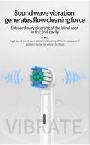 White Rotating Round Head Electric Toothbrush Kit with 8 Heads & Case - 3D Oscillating Mechanical Cleaning for Deep Plaque Removal