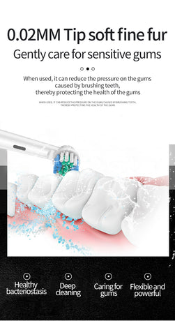 Pink Rotating Round Head Electric Toothbrush Kit with 8 Heads & Case - 3D Oscillating Mechanical Cleaning for Deep Plaque Removal