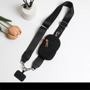 Black Versatile Crossbody Phone Lanyard with Detachable Mini Pouch - Twill Webbing  Wristlet & Neck Strap