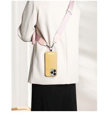 Black Versatile Crossbody Phone Lanyard with Detachable Mini Pouch - Twill Webbing  Wristlet & Neck Strap