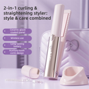 Coffee 2-in-1 Wireless Hair Styler with 4 Temperature Settings, Dual Anti-Scalding & Cap - 3D Ceramic Heating Brush with Essential Oil Coating