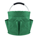 Green Foldable Oxford Cloth Round Picnic Basket with Padded Metal Handle - 6 Pocket Large Capacity Storage Tote for Outdoor Beach and Shopping