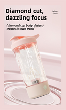 500ML White Portable Diamond Electric Shaker - Strong Vortex Stirring, Dual Temperature Endurance & Self-Cleaning for Protein Powder Coffee