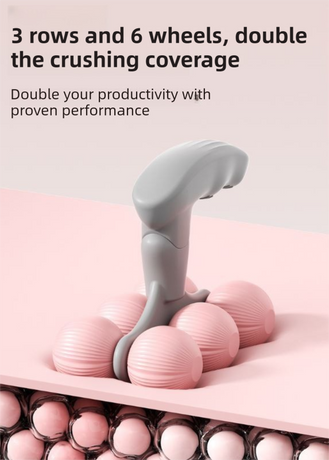 Pink Compact 6-Wheel Handheld Massager - Smooth & Silent, Deep Tissue Muscle Relaxer for Yoga Fitness and Home Recovery