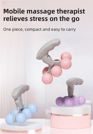 Purple Compact 6-Wheel Handheld Massager - Smooth & Silent, Deep Tissue Muscle Relaxer for Yoga Fitness and Home Recovery