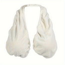 White Breathable Wool Towel Bra with Supportive Anti-Chafe Deisgn - Sweat-Wicking Halter Neck Lounge Bralette (S Size)