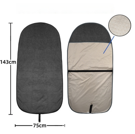 Beige Waterproof Towel Car Single Seat Cover - Universal Non-Slip Sweat-Absorbent Bucket Seat Protector for Gym Fitness and Beach