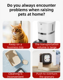 Grey Silent Automatic Pet Double Meal Dispenser with Rotary Buckle - Longest 48H Scheduled and Long Battery Life, Detachable for Easy Cleaning