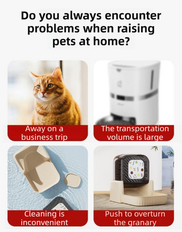 Grey Silent Automatic Pet Double Meal Dispenser with Rotary Buckle - Longest 48H Scheduled and Long Battery Life, Detachable for Easy Cleaning