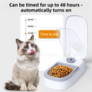 Grey Silent Automatic Pet Double Meal Dispenser with Rotary Buckle - Longest 48H Scheduled and Long Battery Life, Detachable for Easy Cleaning