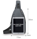 Grey Waterproof Unisex Chest Bag with USB Charging & Headphone Port  - 3-Layer Large Capacity PU Leather Crossbody Bag