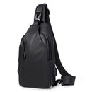 Black Water / Wrinkle-Resistant Nylon Men's Tactical Chest Bag with USB Charging Port - 4 Layer Large Capacity Crossbody Pack