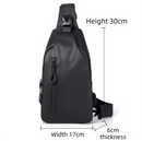 Grey Water / Wrinkle-Resistant Nylon Men's Tactical Chest Bag with USB Charging Port - 4 Layer Large Capacity Crossbody Pack