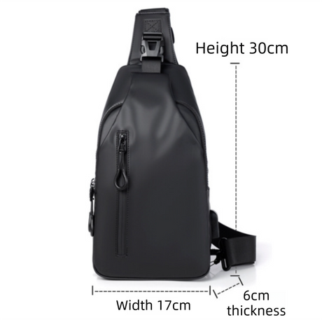 Blue Water / Wrinkle-Resistant Nylon Men's Tactical Chest Bag with USB Charging Port - 4 Layer Large Capacity Crossbody Pack
