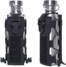 Black Adjustable Tactical Water Bottle Pouch - Multi-Functional MOLLE Compatible Accessory Bag for Hiking & Outdoor Survival