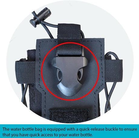 Black Adjustable Tactical Water Bottle Pouch - Multi-Functional MOLLE Compatible Accessory Bag for Hiking & Outdoor Survival