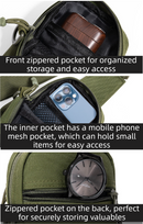 Green Outdoor Tactical Water Bottle Chest Bag - High-Capacity Phone Pouch with Expansion System for Cycling Camping and Fishing
