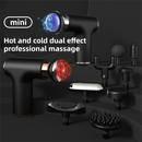 Black Grey Mini Hot Cold Massage Gun with10 Heads - 6 Intensity Dual Thermal Therapy Deep Muscle Reliever for Gym Fitness Recovery