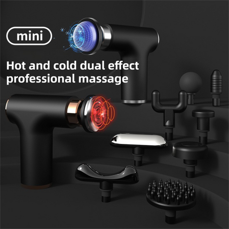 Black Gold Mini Hot Cold Massage Gun with10 Heads - 6 Intensity Dual Thermal Therapy Deep Muscle Reliever for Gym Fitness Recovery