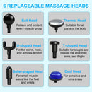 Black Lightweight Mini Hot Cold Massage Gun with 6 Heads - 6 Intensity Dual Thermal Therapy Muscle Reliever for Portable Body Recovery
