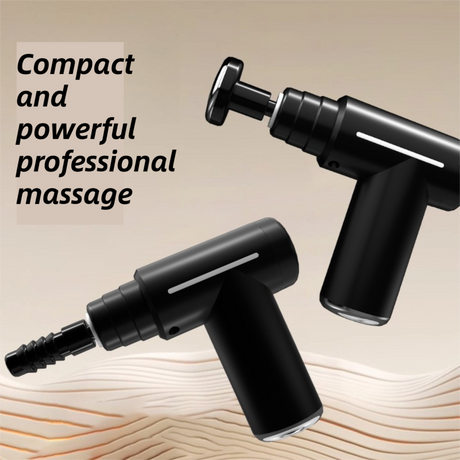 Black Lightweight Mini Hot Cold Massage Gun with 6 Heads - 6 Intensity Dual Thermal Therapy Muscle Reliever for Portable Body Recovery