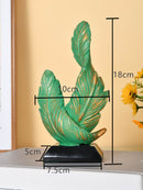White Luxury Artistic Resin Dual Feather Sculpture - Elegant Minimalist Home Decor for Entryway Living Room & Gallery Styling