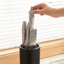 Matte Black Modern Multi-Slot Knife Block with Secure Wave Insert & Drainage - Space-Saving and Smooth Withdrawal, Preventing Fallout Design