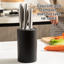 Matte Black Modern Multi-Slot Knife Block with Secure Wave Insert & Drainage - Space-Saving and Smooth Withdrawal, Preventing Fallout Design