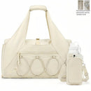 White High-Capacity Yoga Gym Duffel Set with Bonus Bottle Phone Pouch, Separate Shoe Compartment & Yoga Mat Strap