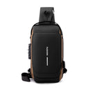 Black-Gold High Capacity Anti-Theft Tactical Chest Bag - Waterproof Leather-Film Sling with USB Charging & TSA Password Lock