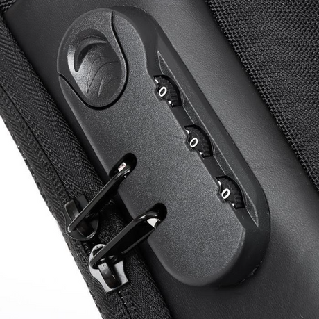Blue Lightweight Anti-Theft Tactical Chest Bag - Waterproof Security Sling Bag with 3-Digit Password Lock & Smart USB Charging Port