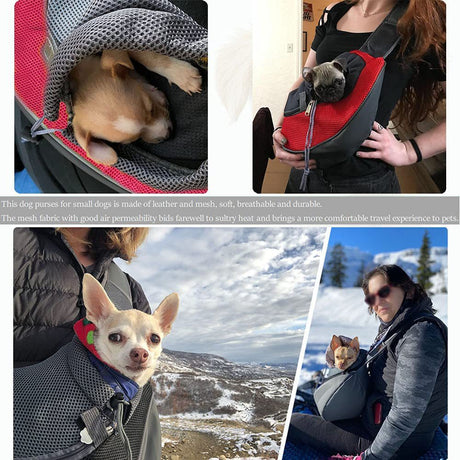 Black Hands-Free Pet Chest Carrier - Breathable Mesh Crossbody Bag for Dogs & Cats within 5KG