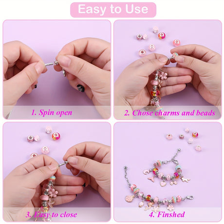 67PCS Blue DIY Charm Necklace & Bracelet Making Kit - Creative Jewelry Craft Set with Colorful Drip Oil Pendants & Metal Beads