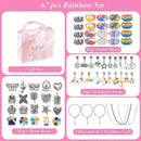 67PCS Purple DIY Charm Necklace & Bracelet Making Kit - Creative Jewelry Craft Set with Colorful Drip Oil Pendants & Metal Beads