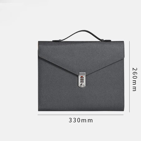 Black Anti-Theft Document Organizer with Secure Password Lock - Waterproof PU Leather Confidential File Bag