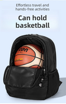 24L High-Capacity Grey Basketball Backpack with Shoe Compartment & Dedicated Ball Zone - Waterproof & Durable Oxford Training Bag