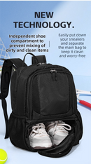 24L High-Capacity Light Blue Basketball Backpack with Shoe Compartment & Dedicated Ball Zone - Waterproof & Durable Oxford Training Bag