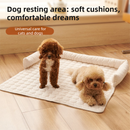 Brown Pet Sofa Protector & Calming Bolster Bed with Long Plush - 75x75CM Thickened Non Slip Furniture Cover for Cats & Dogs